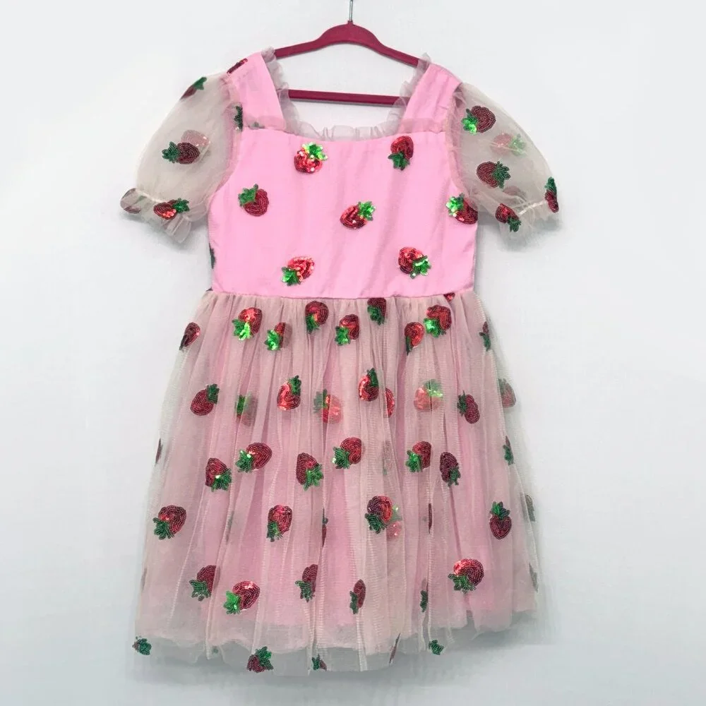 Lola + The Boys Strawberry Sequin Tulle Dress Size 8 - Picture 2 of 11